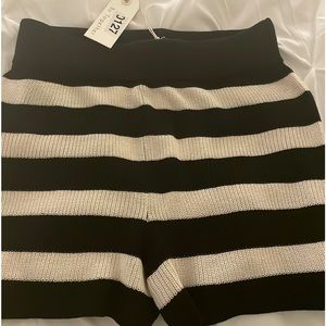 By Together Striped Crochet Shorts Black/White NWT